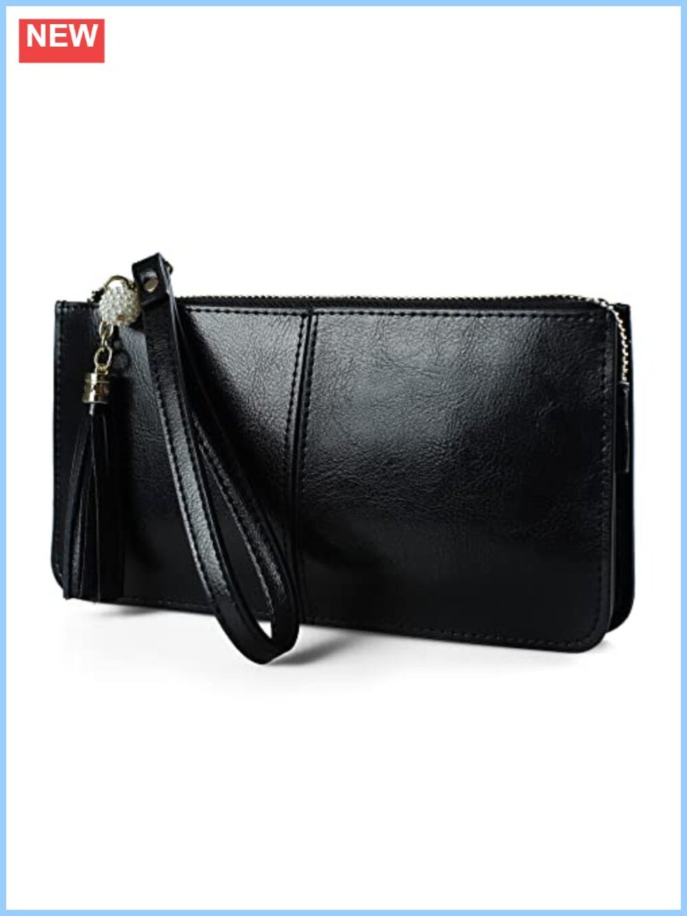 Genuine Leather Wristlet Clutch Ultra Slim RFID Card Holder